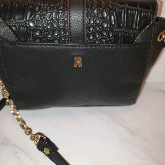 ANTONIO MELANI Black and Brown Croc-Embossed Crossbody Bag - Picture 3 of 7